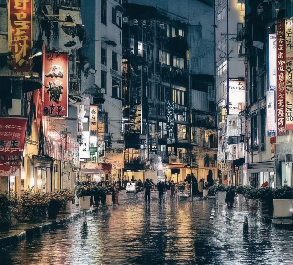 商贸服务区，霓虹灯下的文明之光